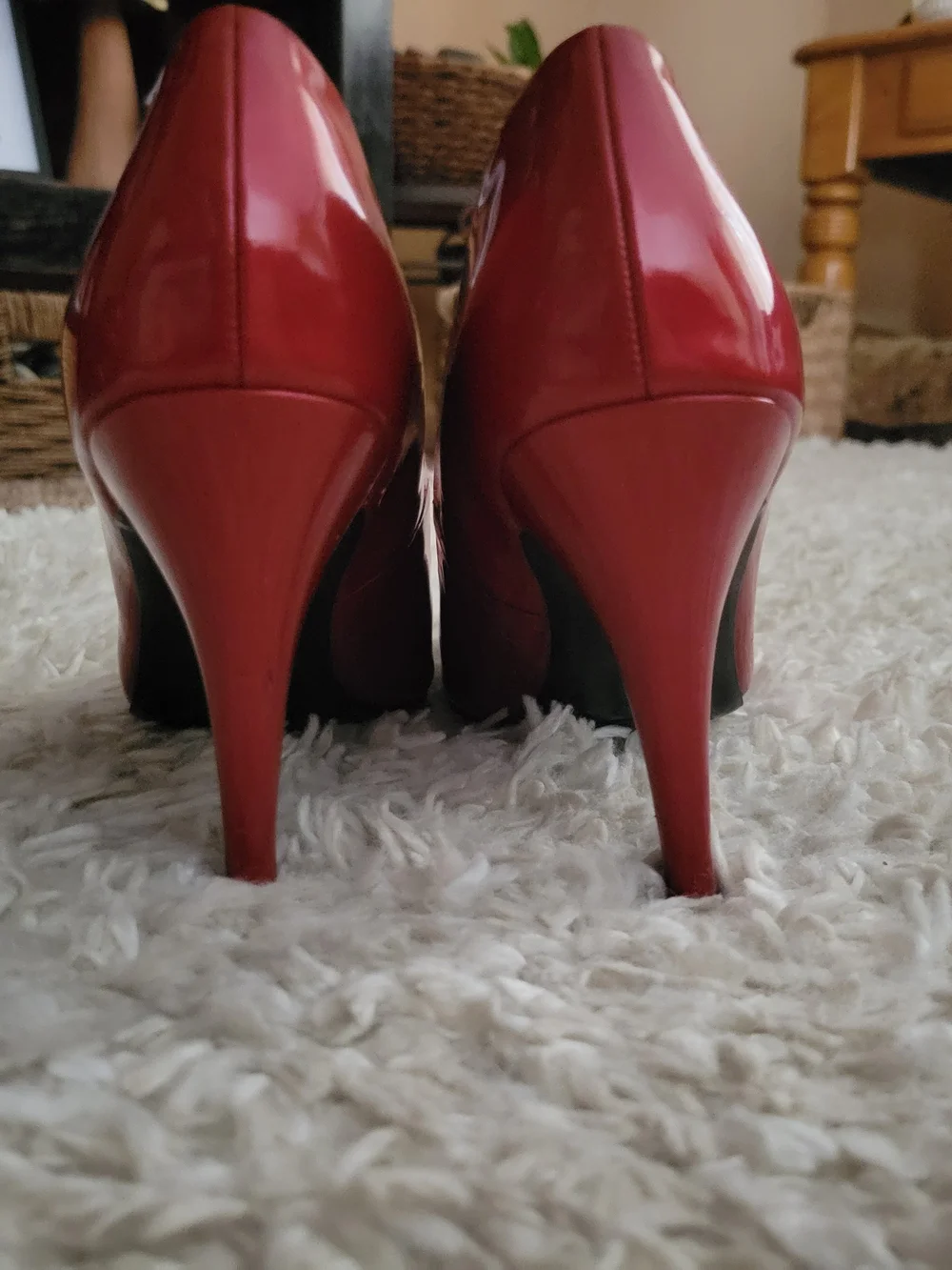 Apostrophe Red Peep-Toe High Heels Cherry Red Sz 7.5